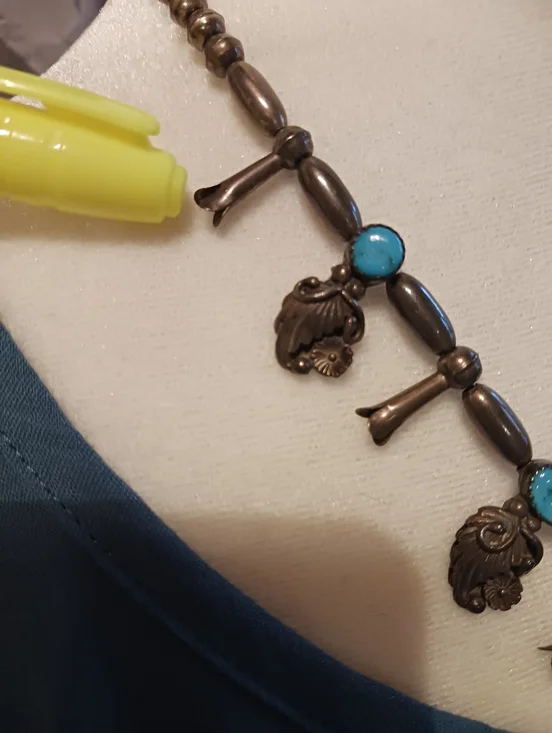 Squash Blossom Authentic Vintage Sterling Silver Native American Necklace Bell - Picture 5 of 16